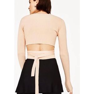 Zara Tie-Waist Open Back Knit Sweater